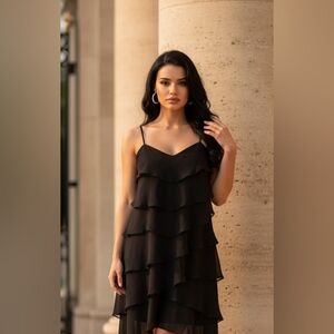 Dress NWT Blk Teireded Beaded Adjustable Strap Dress